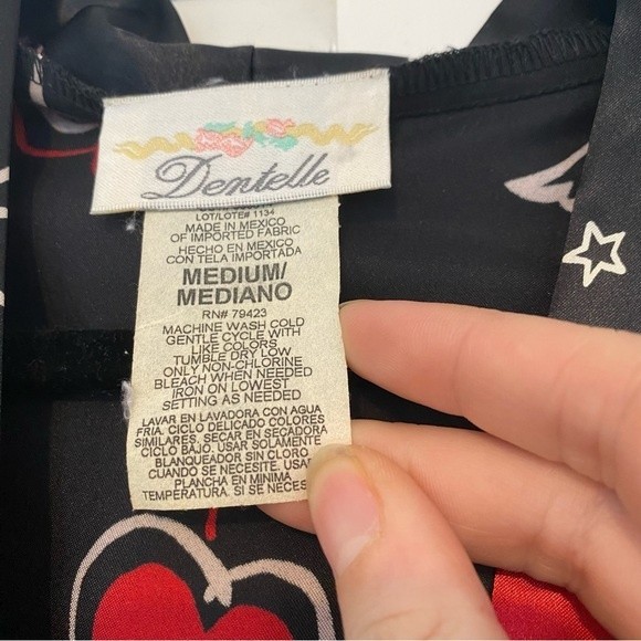 Vintage Dentelle Y2K Valentines Day Heart Love Dressing Robe size Medium - Picture 3 of 9